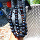 87 gr Tasbih Mesbah Rosary 33+2 Beads 16 mm Indonesian Black Blue Amber for Healing 26TBE14