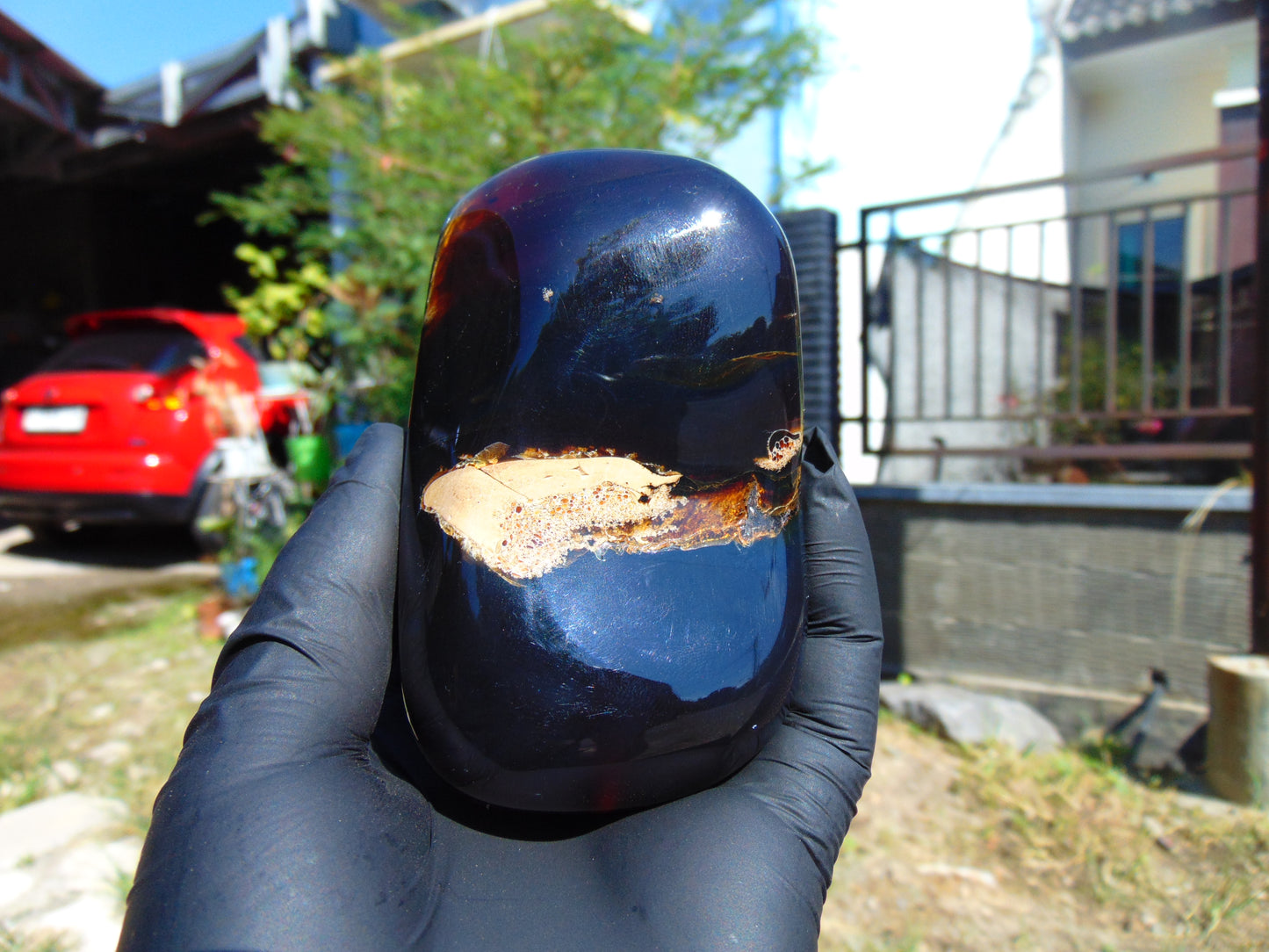 133 gram Shaped Square Block Drilled Polished 10x9x9 cm Indonesia Blue Amber for Healing 26bf58