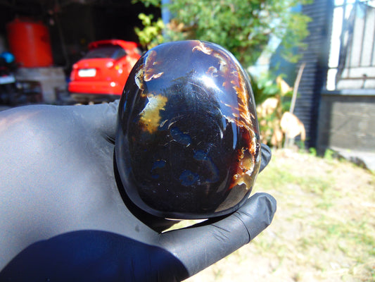 123 gram Shaped Square Block drilled Polished 10x9x9 cm Indonesia Dark Blue Amber for Healing 26bf43