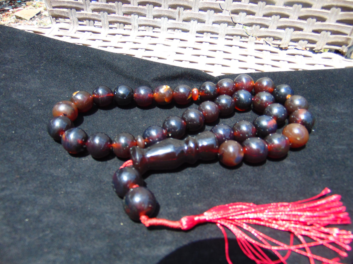 89 gr Tasbih Mesbah Rosary 33+2 Beads 16 mm Indonesian Dark Red Amber for Healing 26TBE2