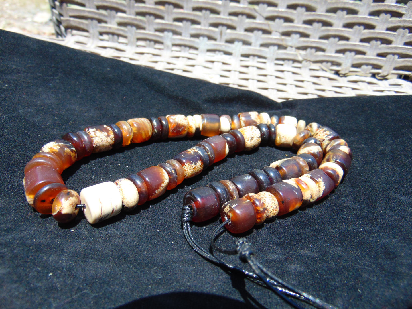 57 gram Small Beads Combination Necklace Indonesian red white Amber for Healing A55K137