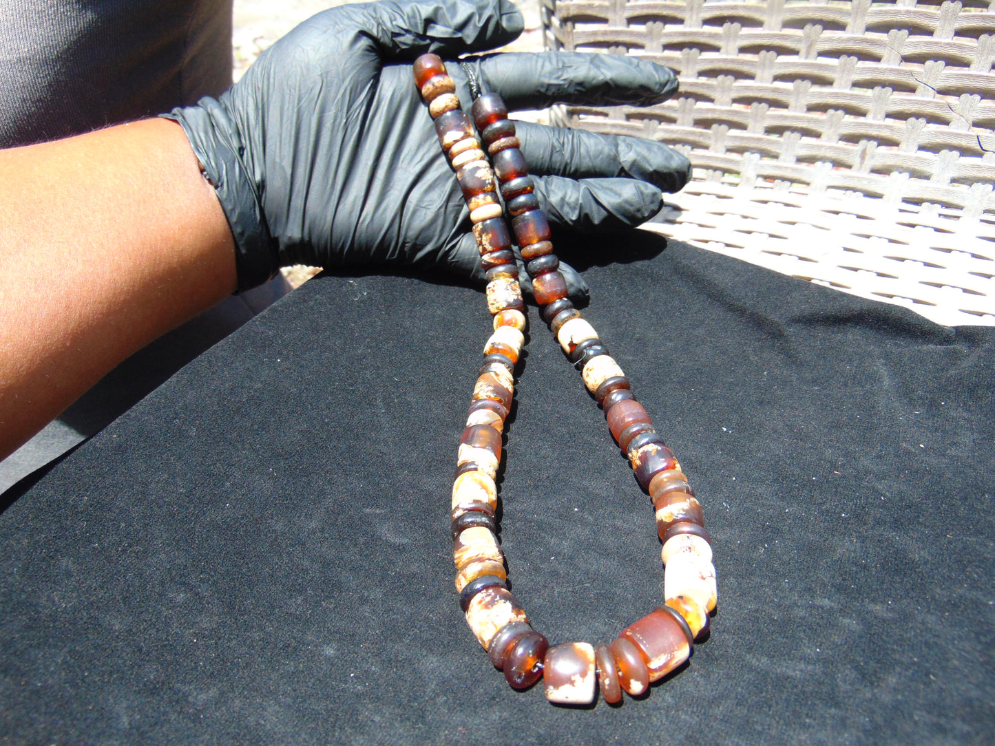 57 gram Small Beads Combination Necklace Indonesian red white Amber for Healing A55K137