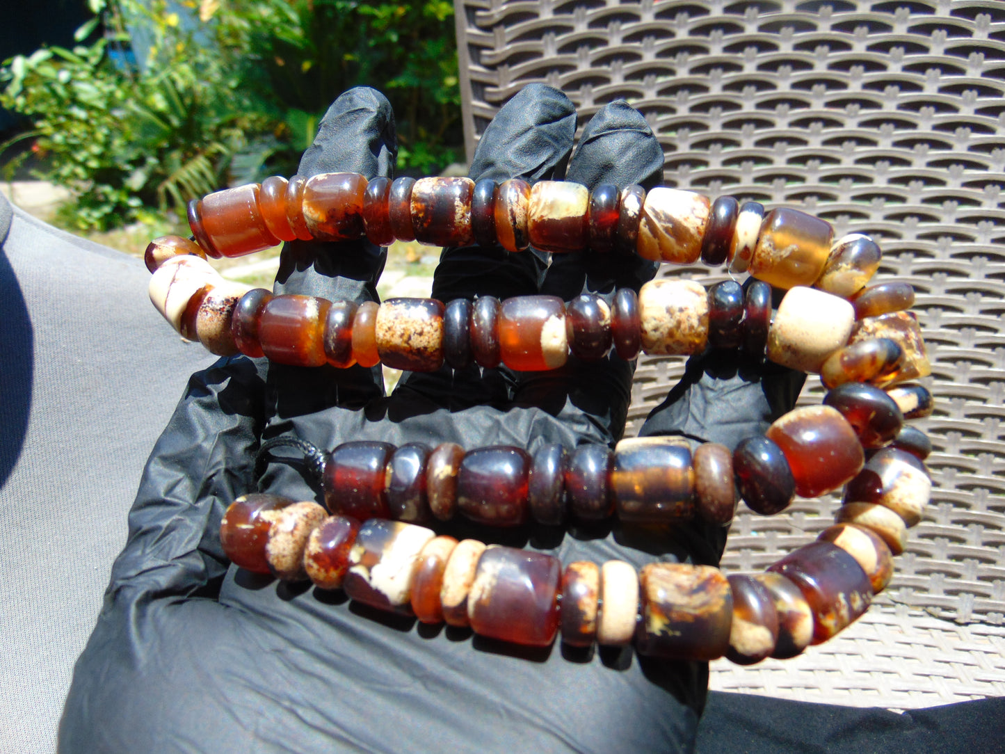 57 gram Small Beads Combination Necklace Indonesian red white Amber for Healing A55K137