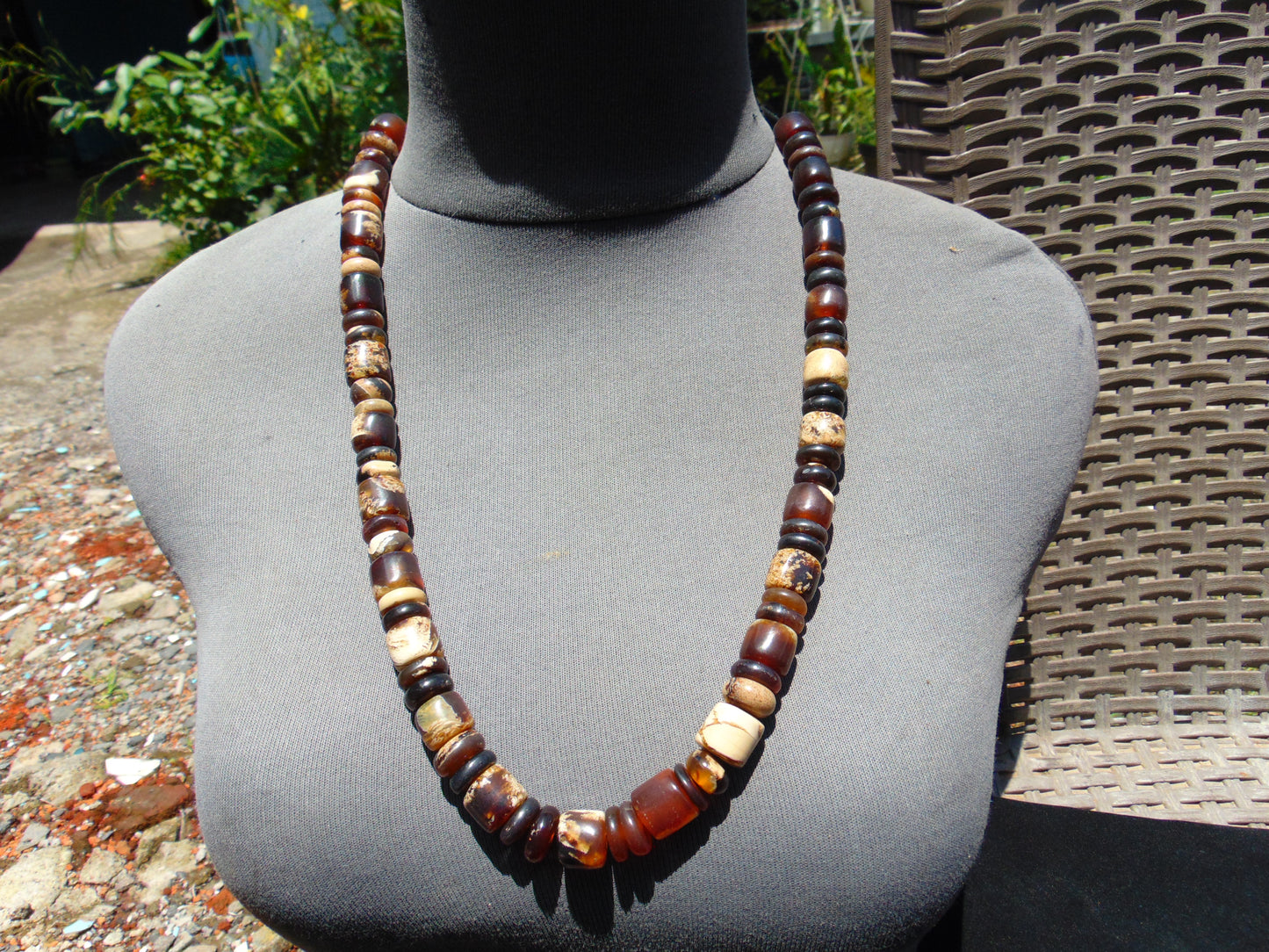 57 gram Small Beads Combination Necklace Indonesian red white Amber for Healing A55K137