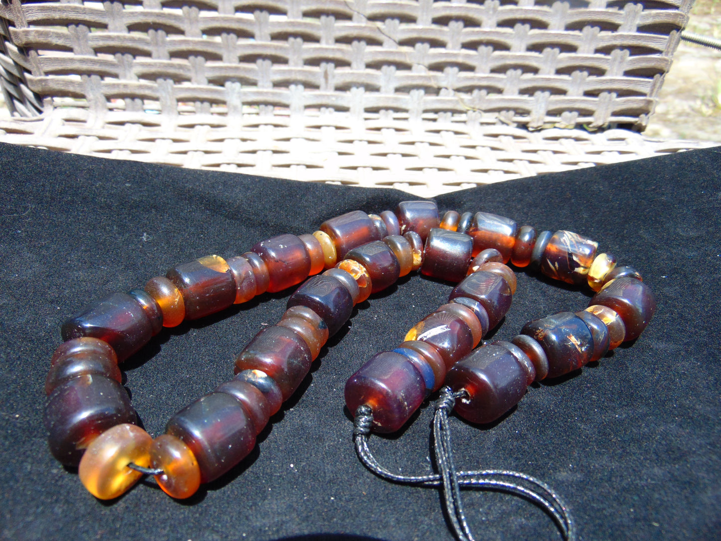 95 gram Small Beads Combination Necklace Indonesian mix blue Amber for Healing A55K138
