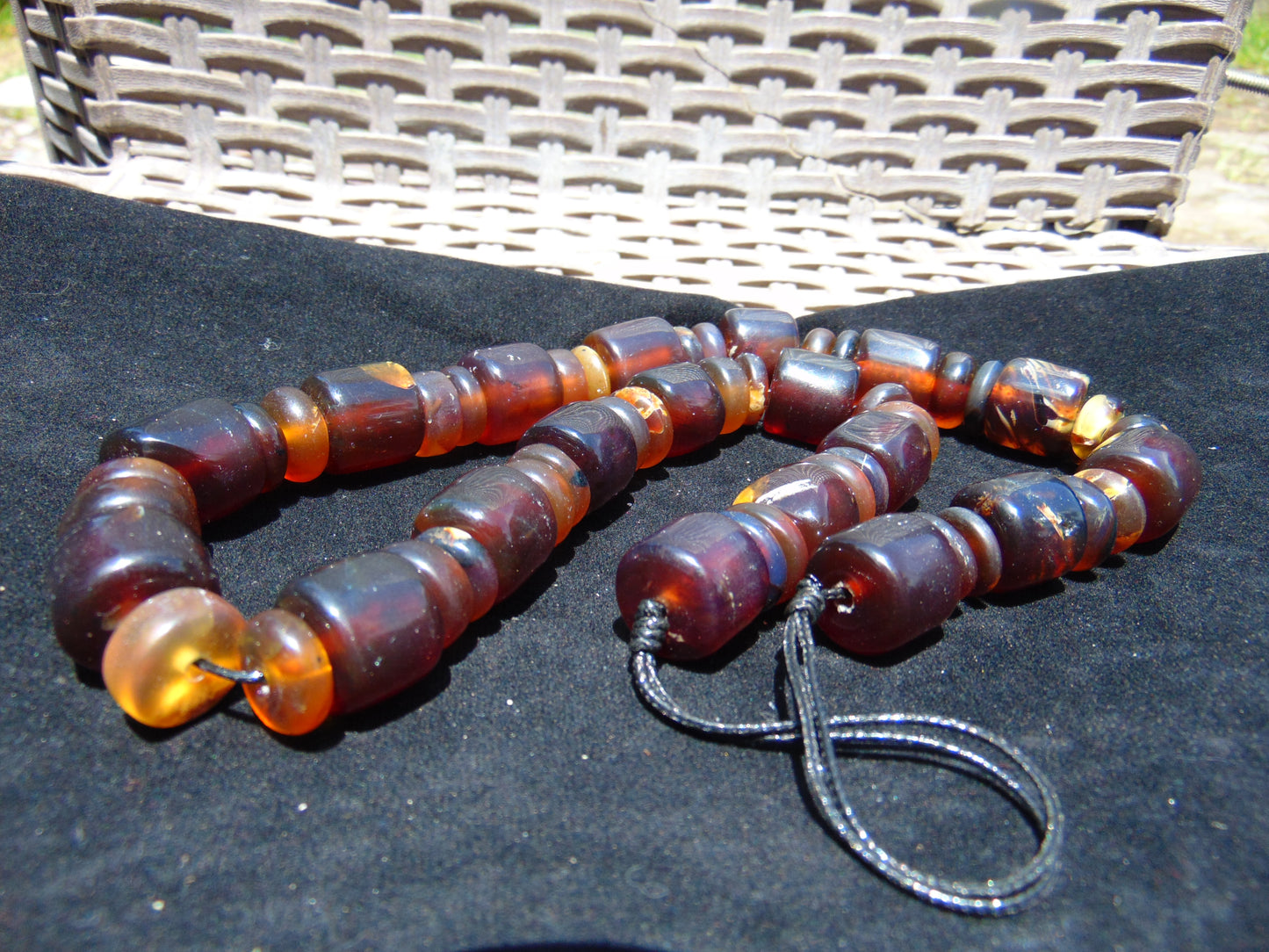 95 gram Small Beads Combination Necklace Indonesian mix blue Amber for Healing A55K138