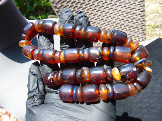 95 gram Small Beads Combination Necklace Indonesian mix blue Amber for Healing A55K138
