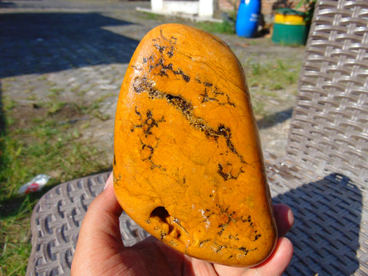 522 gram Polished Indonesia Yellow Fragrance Amber for Healing FK14