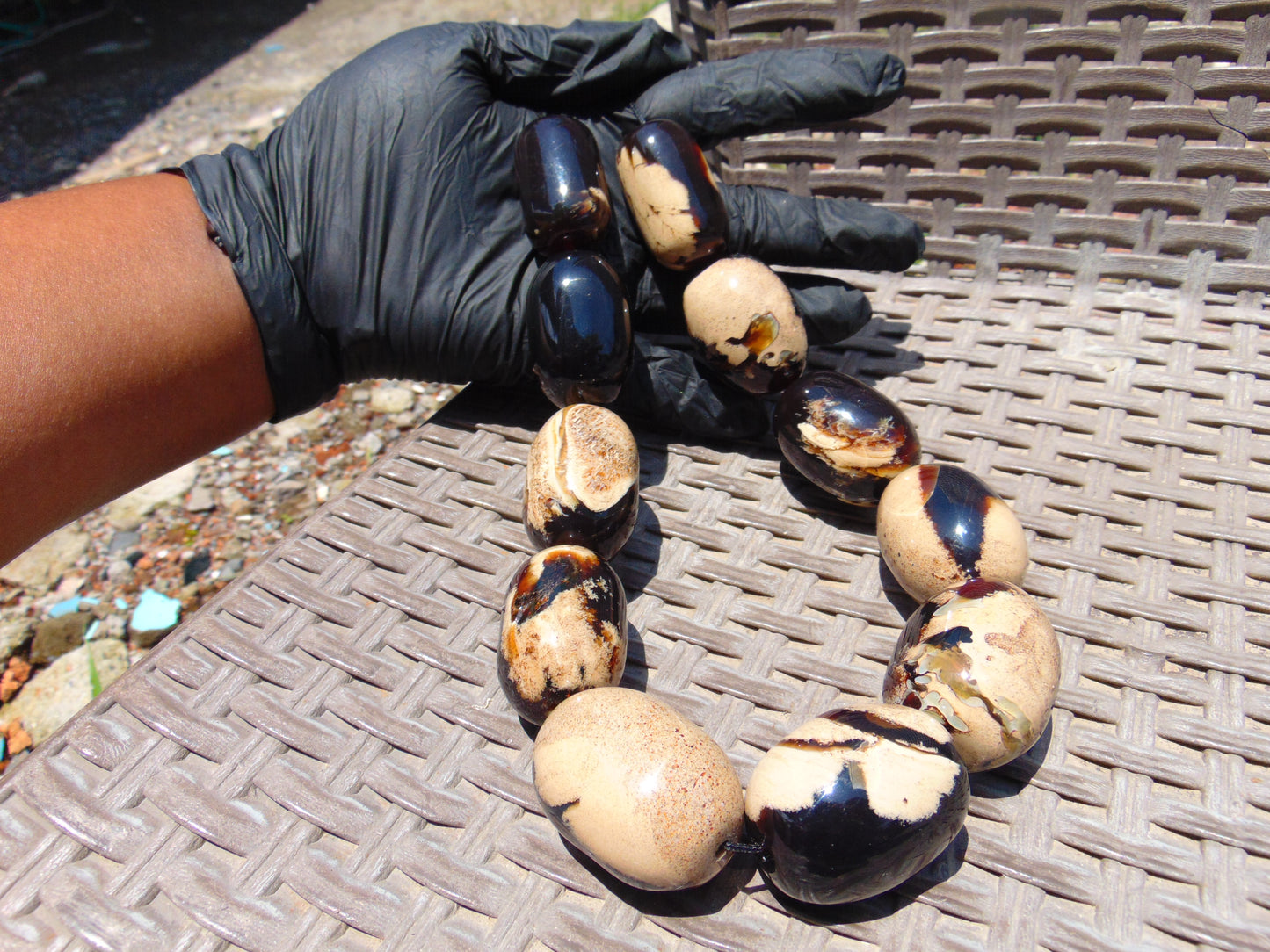 208 gr Small Necklace 11 beads Indonesian white Amber for Healing A11K150