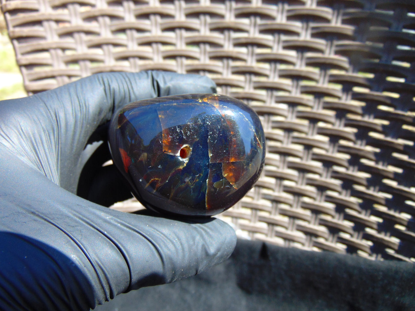 114 gram Shaped Square Fully Drilled Polished 10x9x9 cm Indonesia Dark Blue Amber for Healing 26bf86