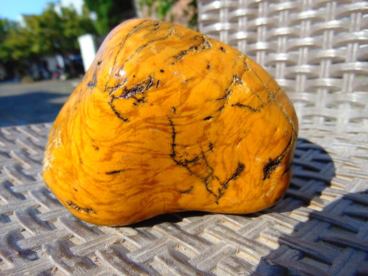 264  gram Polished Indonesia Yellow Fragrance Amber for Healing FK20