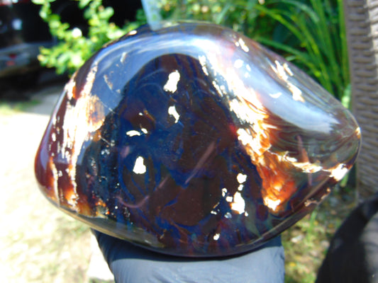 1671 gr full polished 17x16x13 cm Indonesia Black Blue Amber for Healing ST102