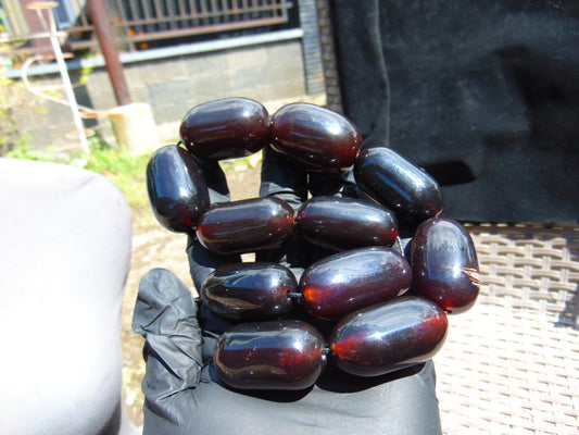 140 gr Small Necklace 11 beads Indonesian Cherry Red Amber for Healing A11K152