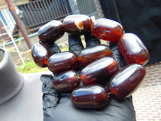 162 gr Small Necklace 11 beads Indonesian Red Amber for Healing A11K153
