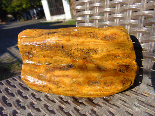 343 gram Polished Indonesia Yellow Fragrance Amber for Healing KM14