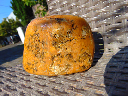 276 gram Polished Indonesia Yellow Fragrance Amber for Healing KM7