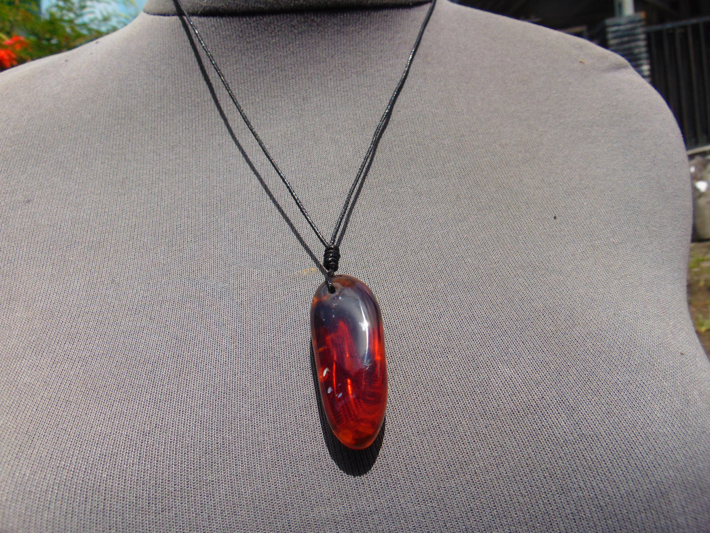 7 gr Pendant 44x17x15 mm Indonesian Crystal Blue Amber for Healing 25A444