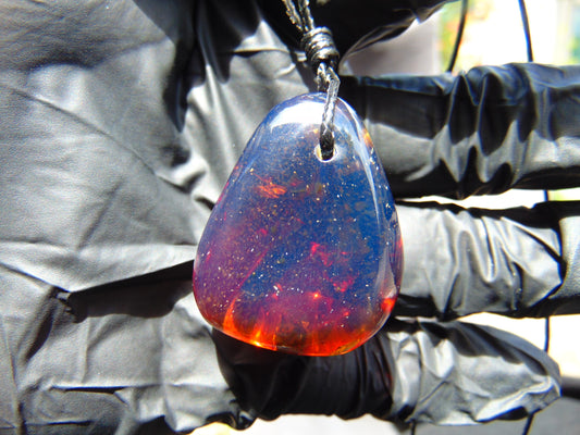 11 gr Pendant 35x28x22 mm Indonesian AAA Crystal Blue Amber for Healing 25A461