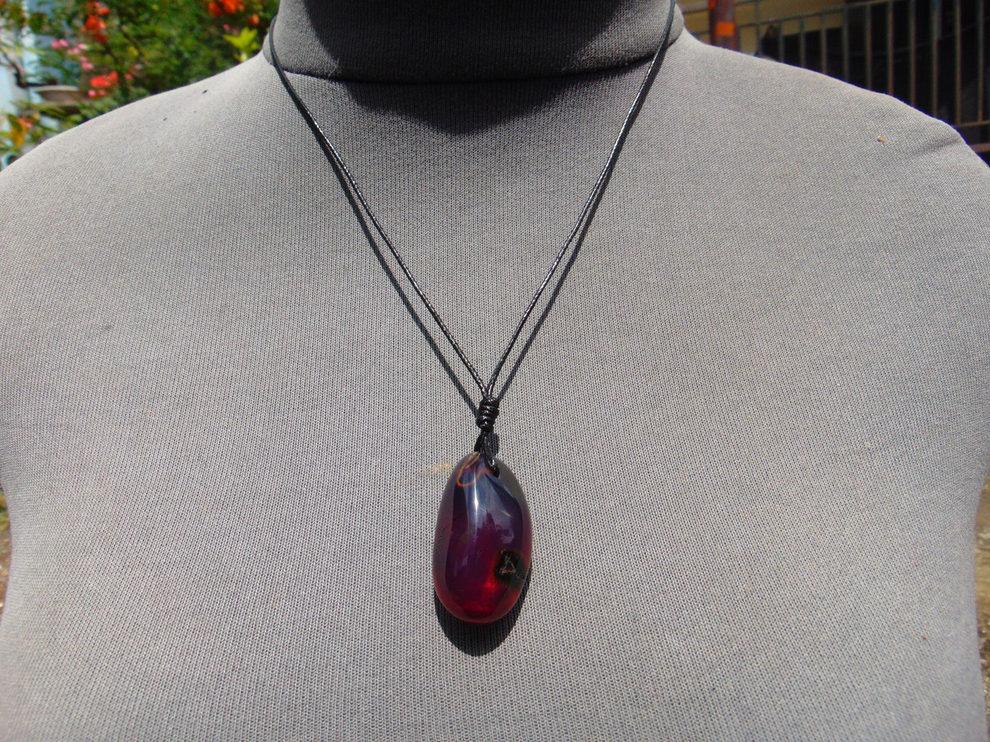 6 gr Pendant 35x20x15 mm Indonesian Crystal Blue Amber for Healing 25A439