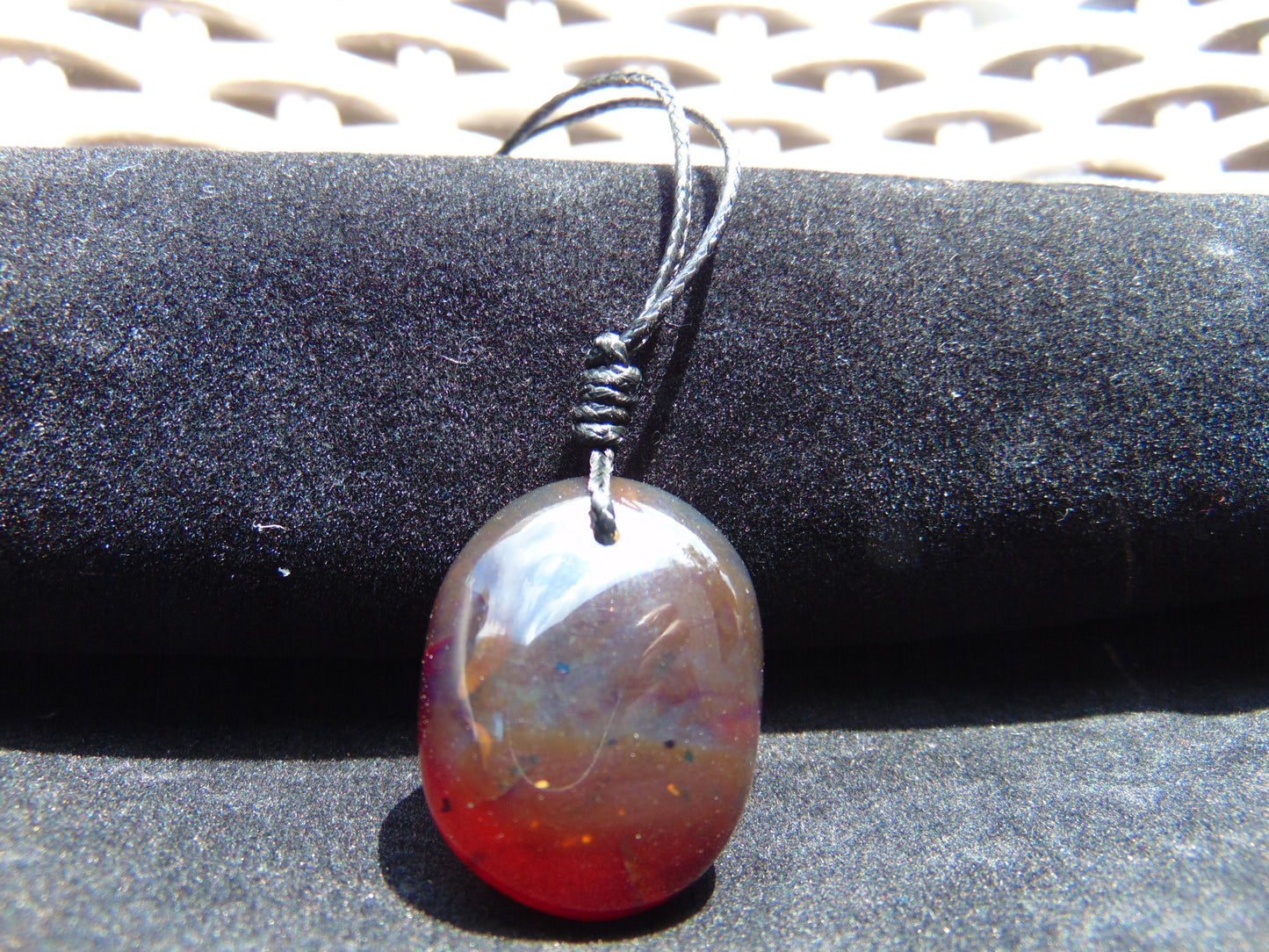 7 gr Pendant 29x23x18 mm Indonesian Red Blue Amber for Healing 25A481
