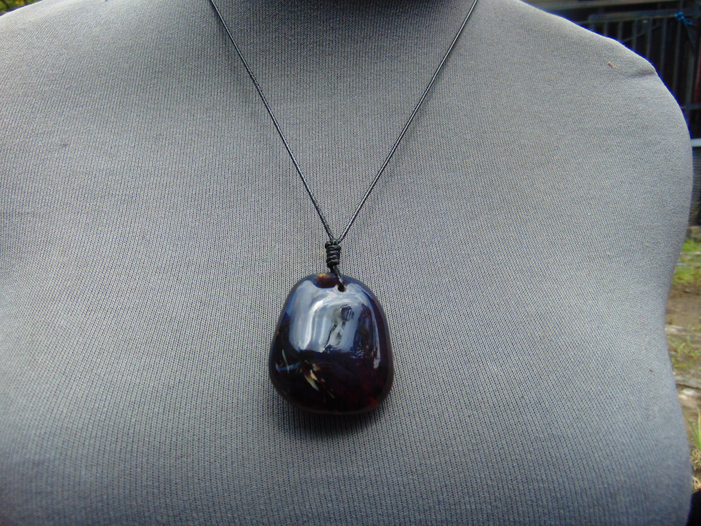 13 gr Pendant 38x33x18 mm Indonesian Blue Amber for Healing 25A435