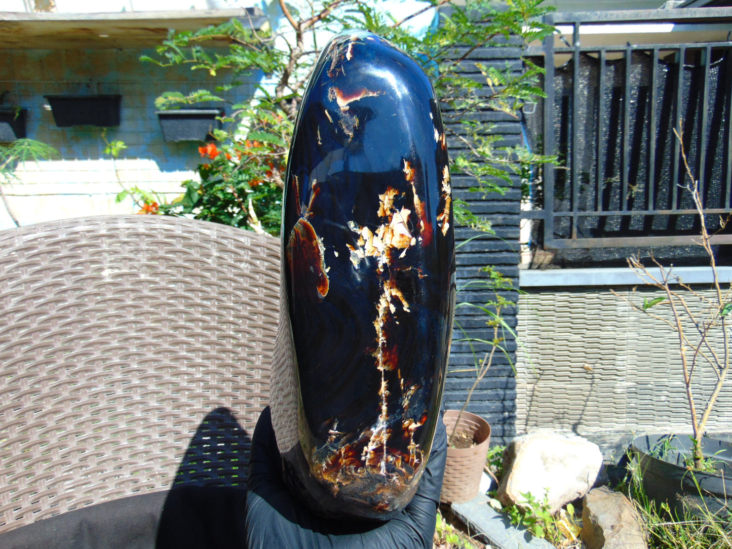3472 gr Full Polished 25x20x8 cm Indonesia Black Amber for Healing BPR12