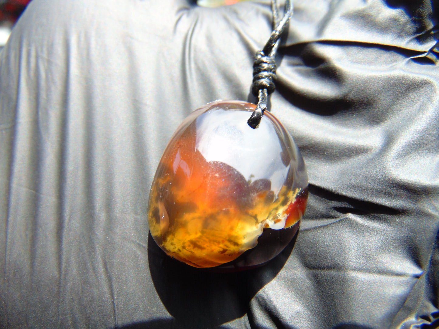 6 gr Pendant 27x24x16 mm Indonesian Inclusion Blue Amber for Healing 25A440
