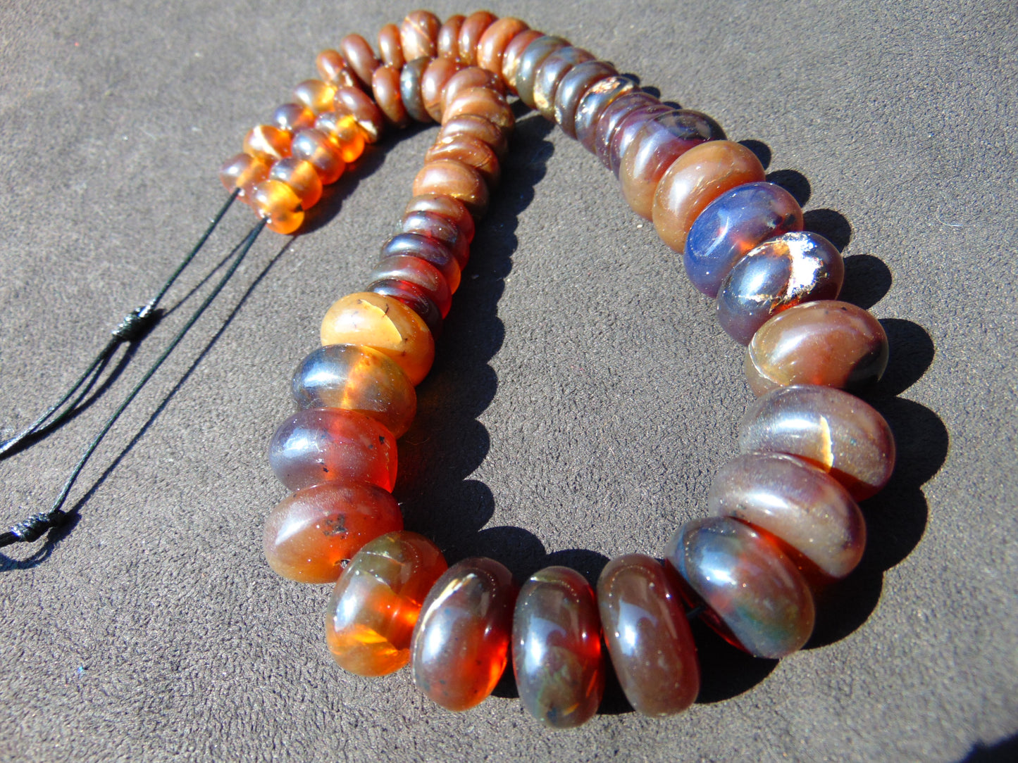 78 gram Small Beads Combination Necklace Indonesian Red Yellow Blue Amber for Healing A692