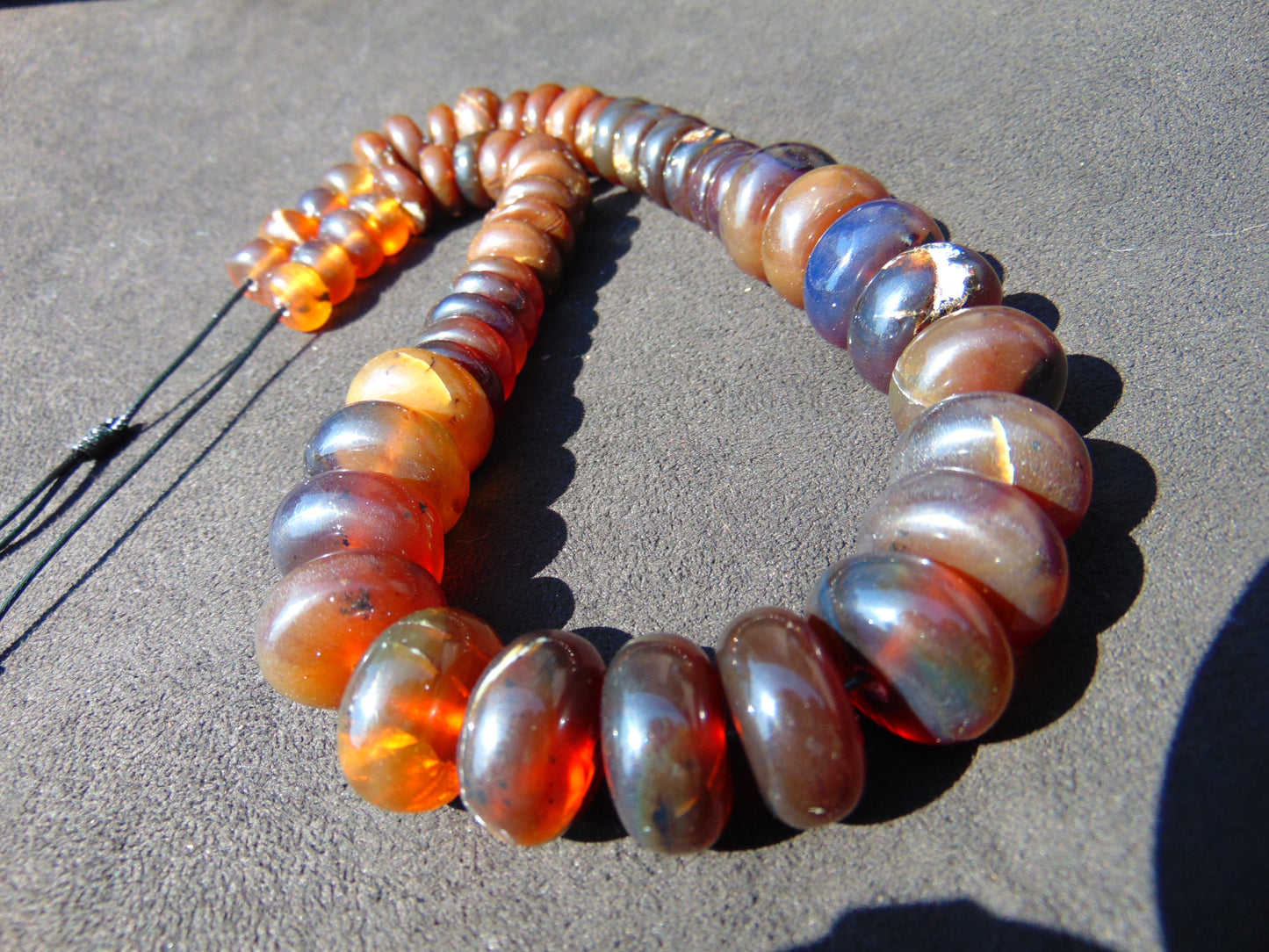 78 gram Small Beads Combination Necklace Indonesian Red Yellow Blue Amber for Healing A692