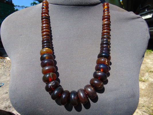 78 gram Small Beads Combination Necklace Indonesian Red Yellow Blue Amber for Healing A692