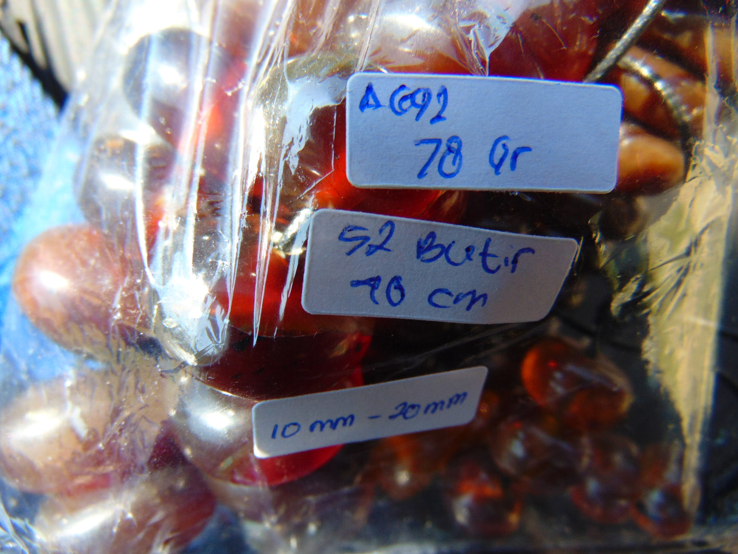 78 gram Small Beads Combination Necklace Indonesian Red Yellow Blue Amber for Healing A692