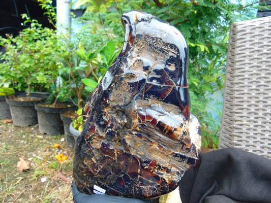 4670 gr full polished 30x21x14 cm Indonesia Black Blue Amber EU03