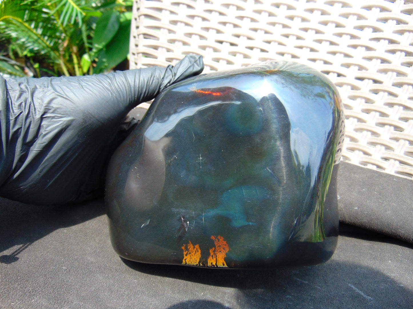 1673 gram Full polished Indonesian Dark Green Blue Amber for Healing ML84