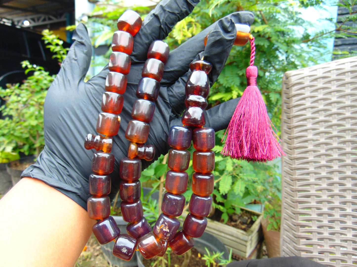 109 gr Komboloi Tasbih Rosary 33+2 Beads 16x16 mm Indonesian Yellow Bluish Amber for Healing TT35