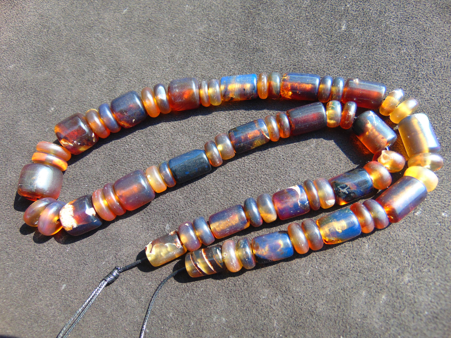 74 gram Small Beads Combination Necklace Indonesian Blue Amber for Healing NK27