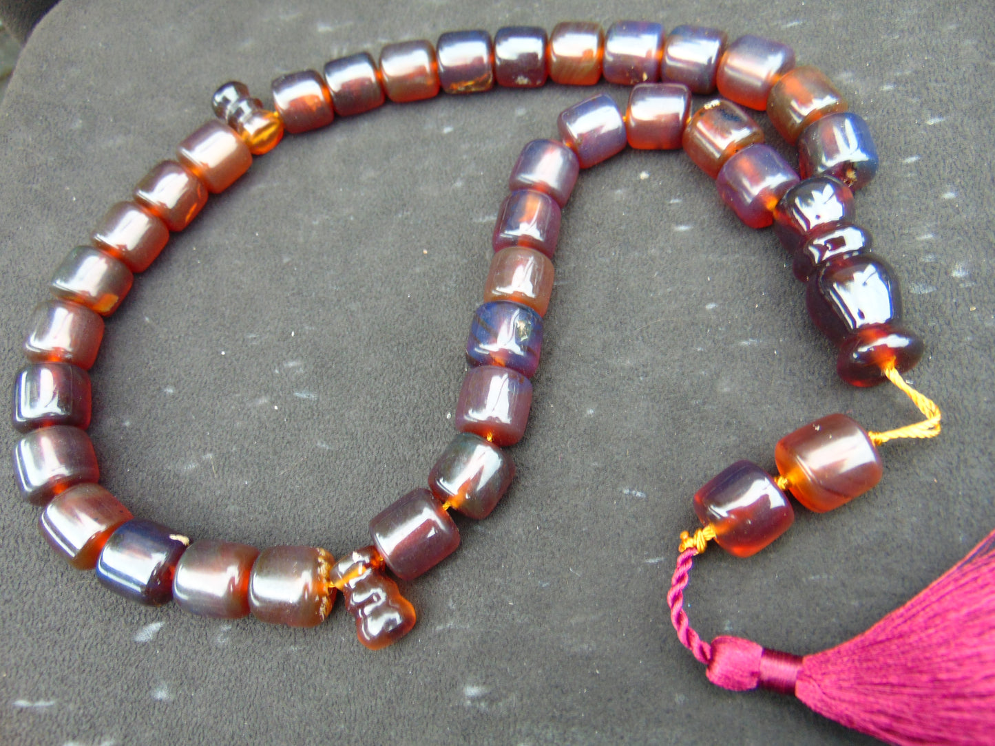 109 gr Komboloi Tasbih Rosary 33+2 Beads 16x16 mm Indonesian Yellow Bluish Amber for Healing TT35