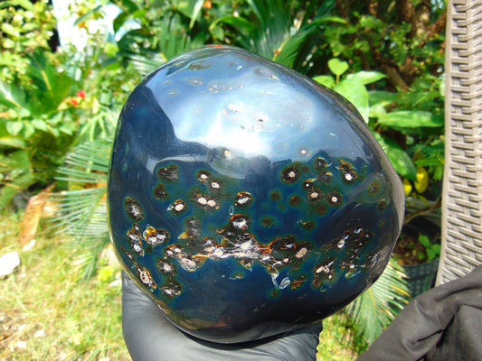 1673 gram Full polished Indonesian Dark Green Blue Amber for Healing ML84