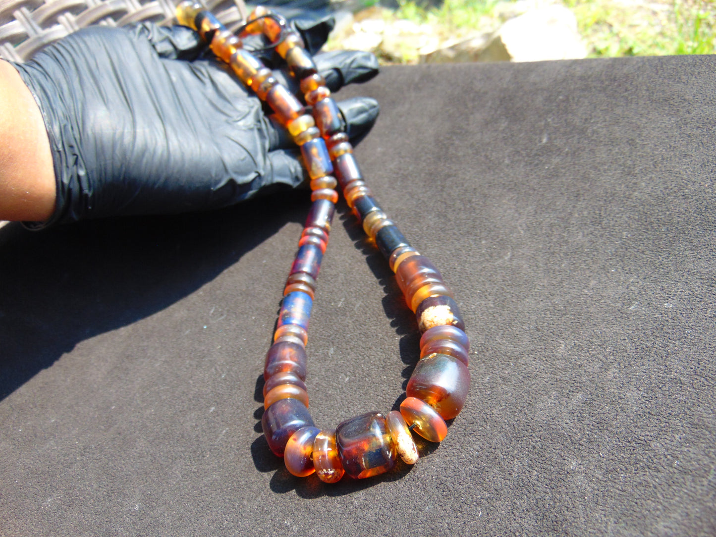 74 gram Small Beads Combination Necklace Indonesian Blue Amber for Healing NK27