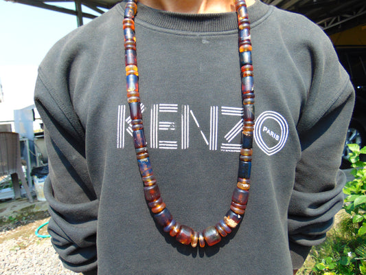 74 gram Small Beads Combination Necklace Indonesian Blue Amber for Healing NK27
