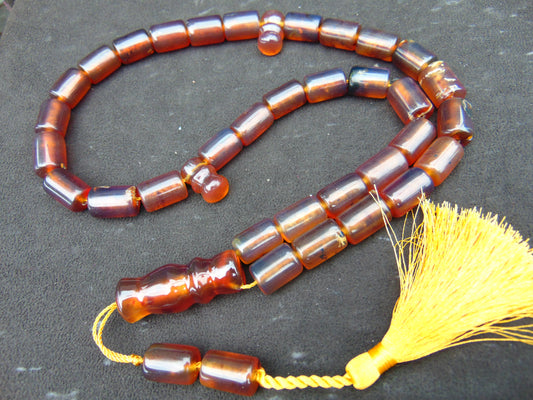 81 gr Komboloi Tasbih Rosary 33+2 Beads 12x17 mm Indonesian Yellow Bluish Amber for Healing TT34
