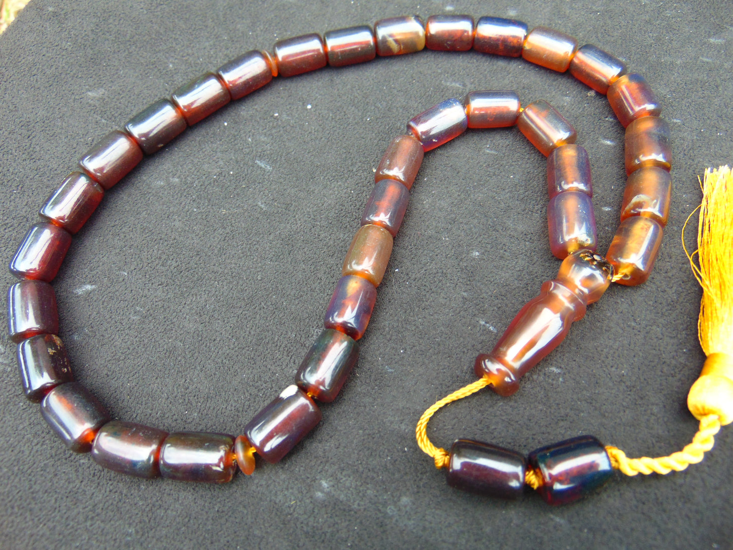 53 gr Komboloi Tasbih Rosary 33+2 Beads 11x15 mm Indonesian Yellow Bluish Amber for Healing TT33