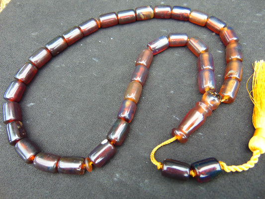 53 gr Komboloi Tasbih Rosary 33+2 Beads 11x15 mm Indonesian Yellow Bluish Amber for Healing TT33