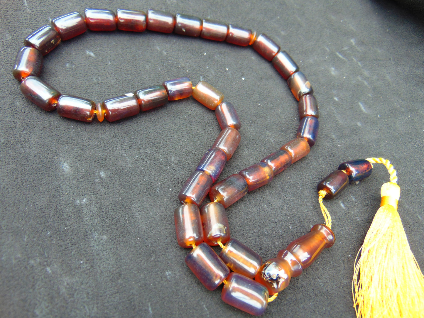 53 gr Komboloi Tasbih Rosary 33+2 Beads 11x15 mm Indonesian Yellow Bluish Amber for Healing TT33