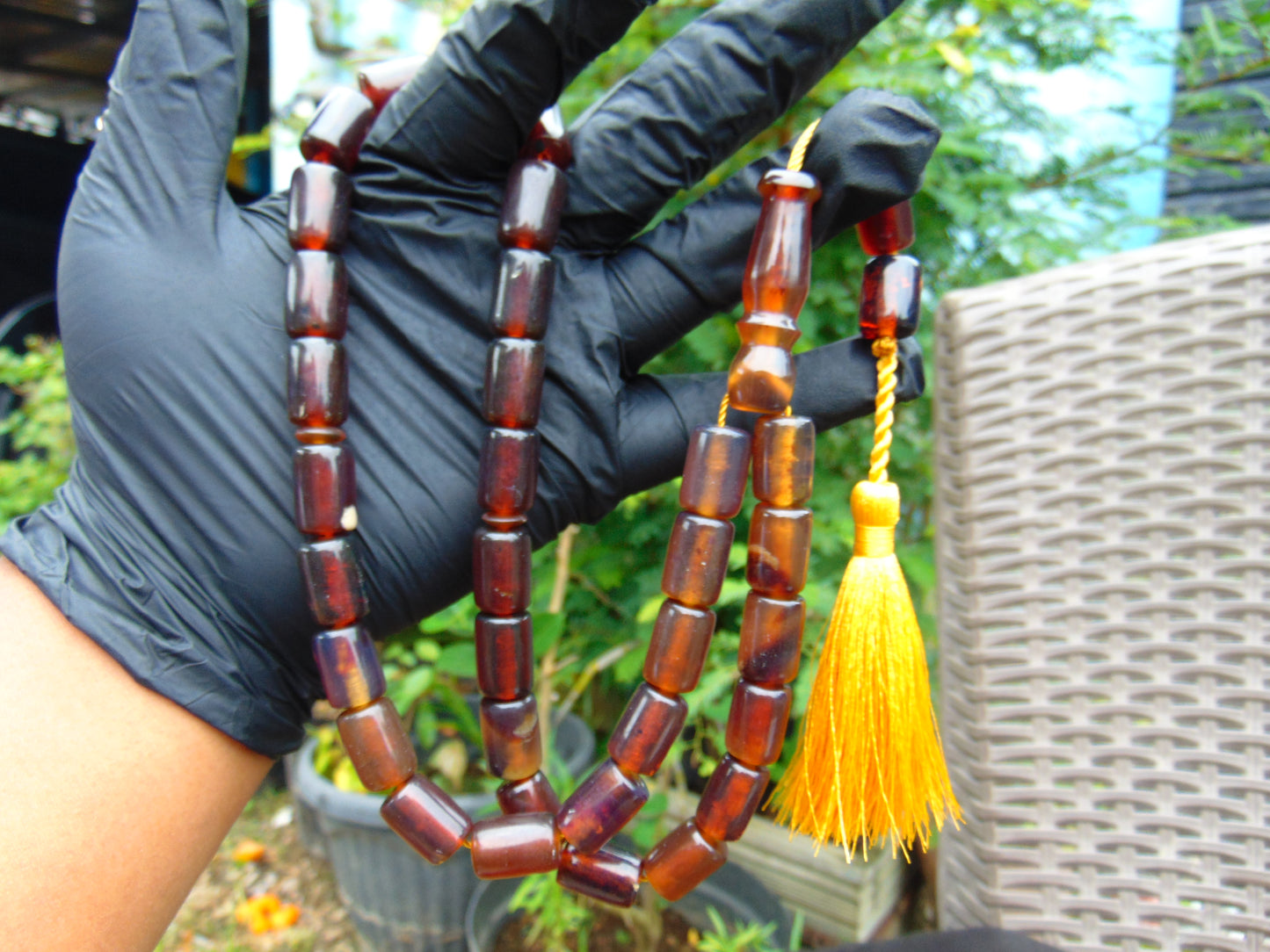 53 gr Komboloi Tasbih Rosary 33+2 Beads 11x15 mm Indonesian Yellow Bluish Amber for Healing TT33