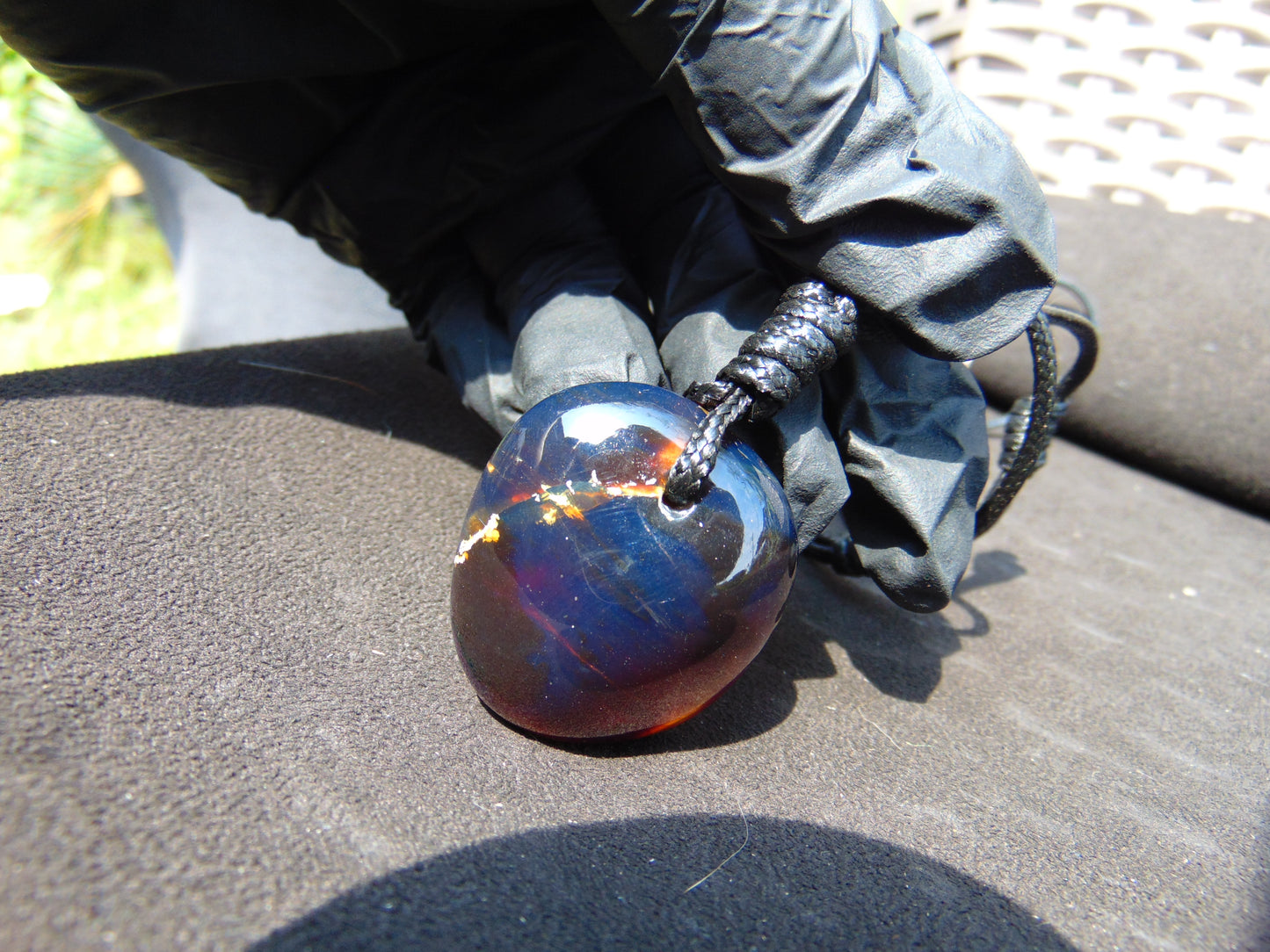 15 gr Pendant 38x34x20 mm Indonesian Blue Amber for Healing RB2