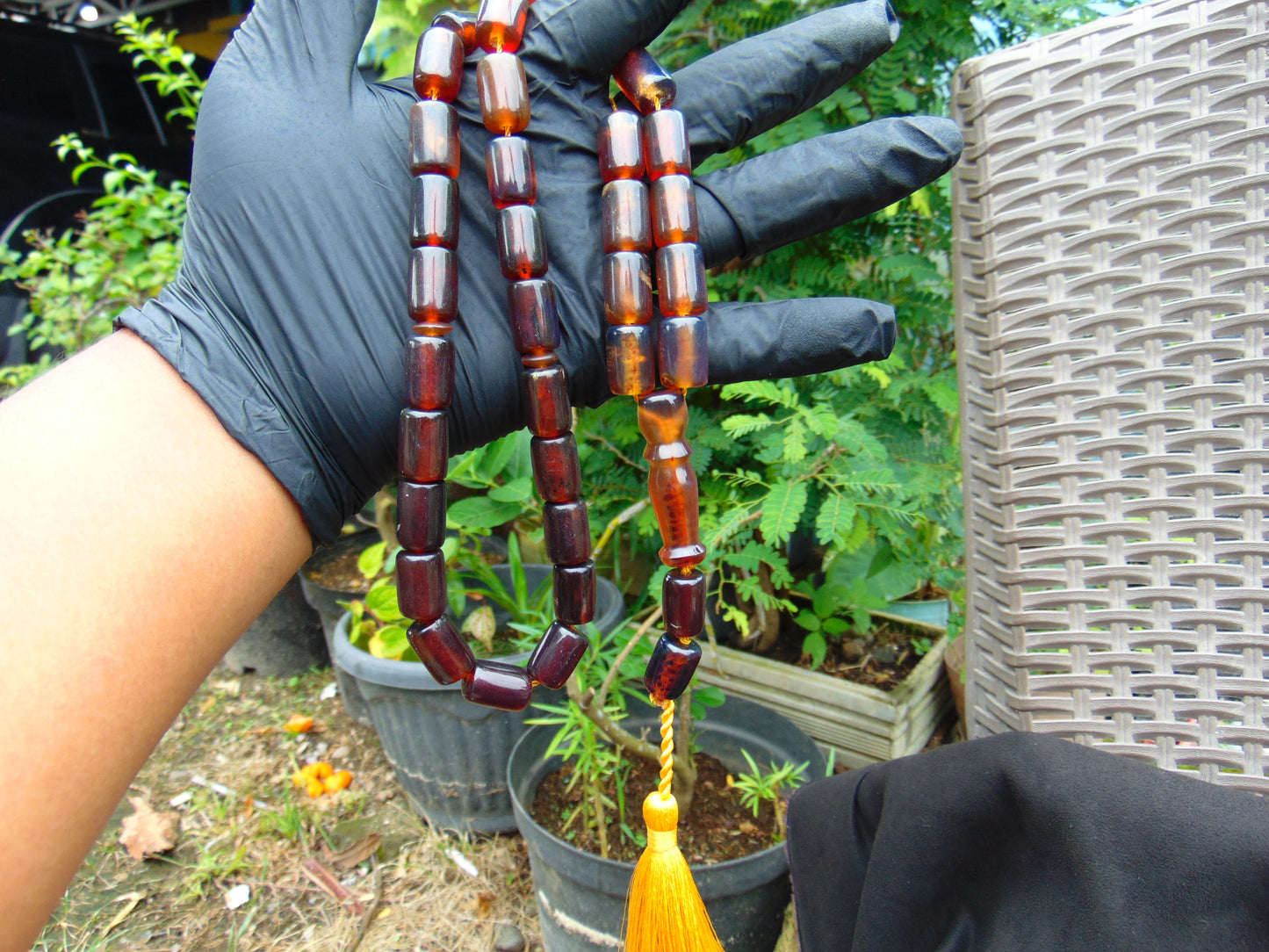 53 gr Komboloi Tasbih Rosary 33+2 Beads 11x15 mm Indonesian Yellow Bluish Amber for Healing TT33