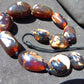 129 gr 11 beads Big Necklace Indonesian dark blue Amber for Healing