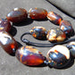 129 gr 11 beads Big Necklace Indonesian dark blue Amber for Healing