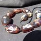 129 gr 11 beads Big Necklace Indonesian dark blue Amber for Healing