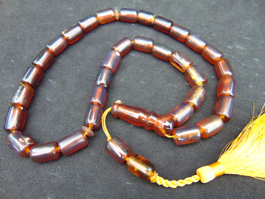 53 gr Komboloi Rosary 33+2 Beads 11x16 mm Indonesian Yellow Red Amber for Healing TT26
